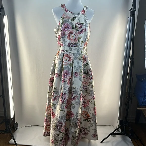 knee length dresses for ladies Eliza J. mauve floral dress, size 10, NEW WITH TAGS!